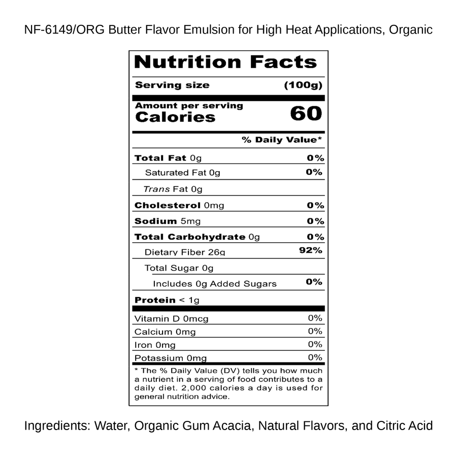 Butter Flavor Emulsion for High Heat Applications, Organic