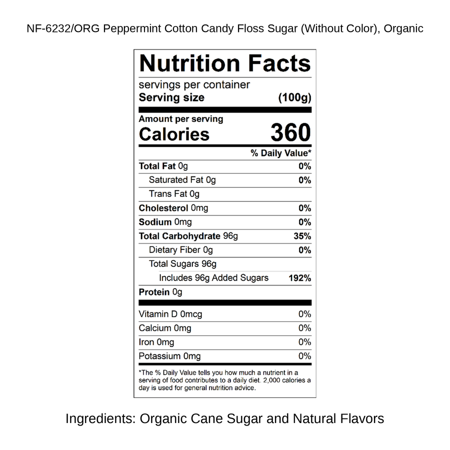 Peppermint Cotton Candy Floss Sugar (Without Color), Organic