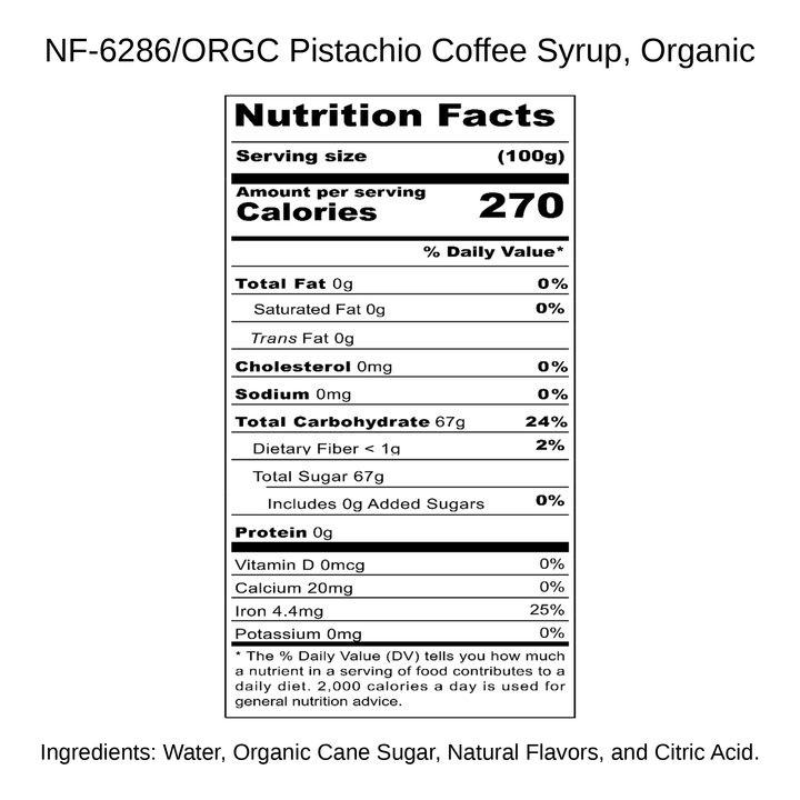 Pistachio Coffee Syrup, Organic