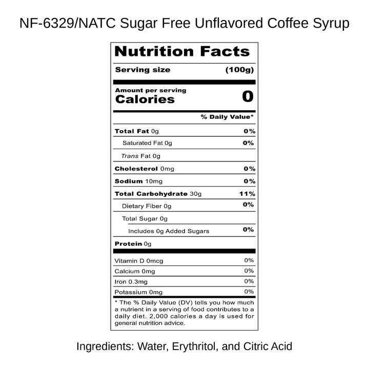 Sugar Free Unflavored Coffee Syrup