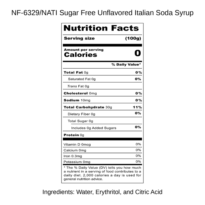 Sugar Free Unflavored Italian Soda Syrup