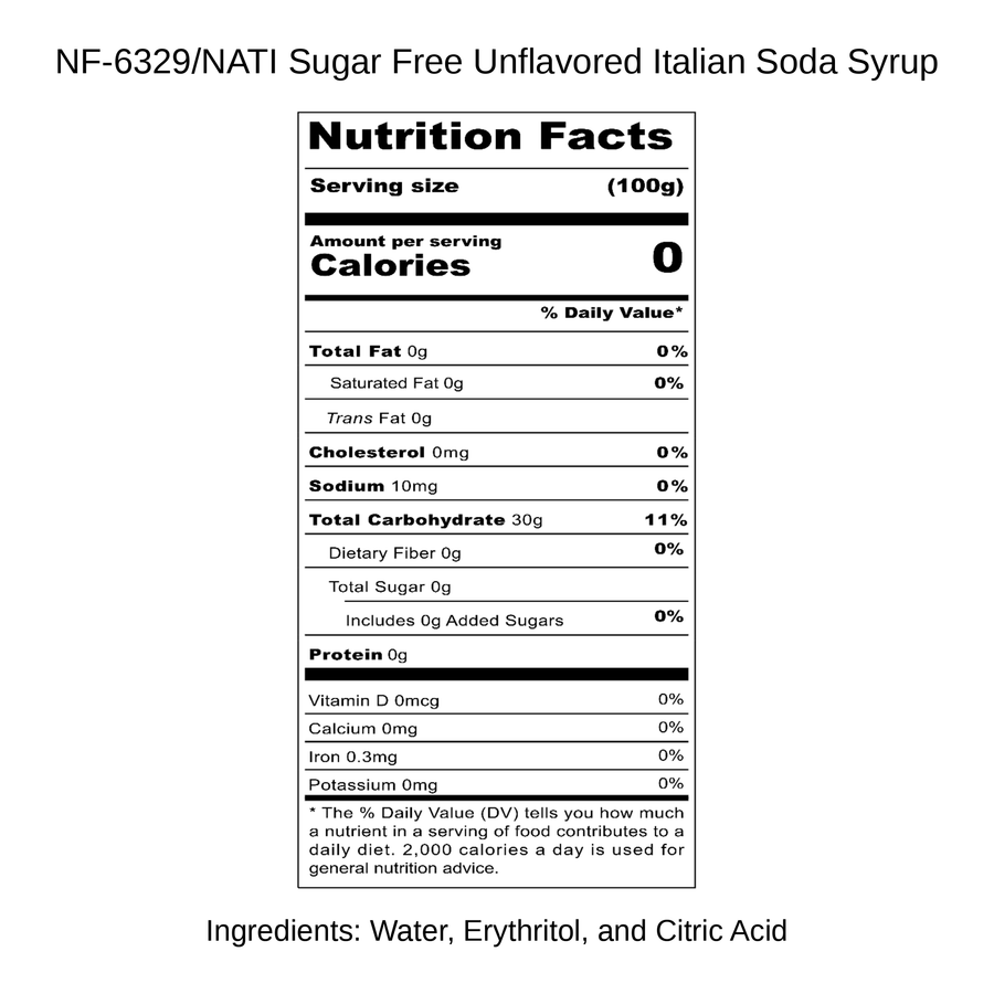 Sugar Free Unflavored Italian Soda Syrup