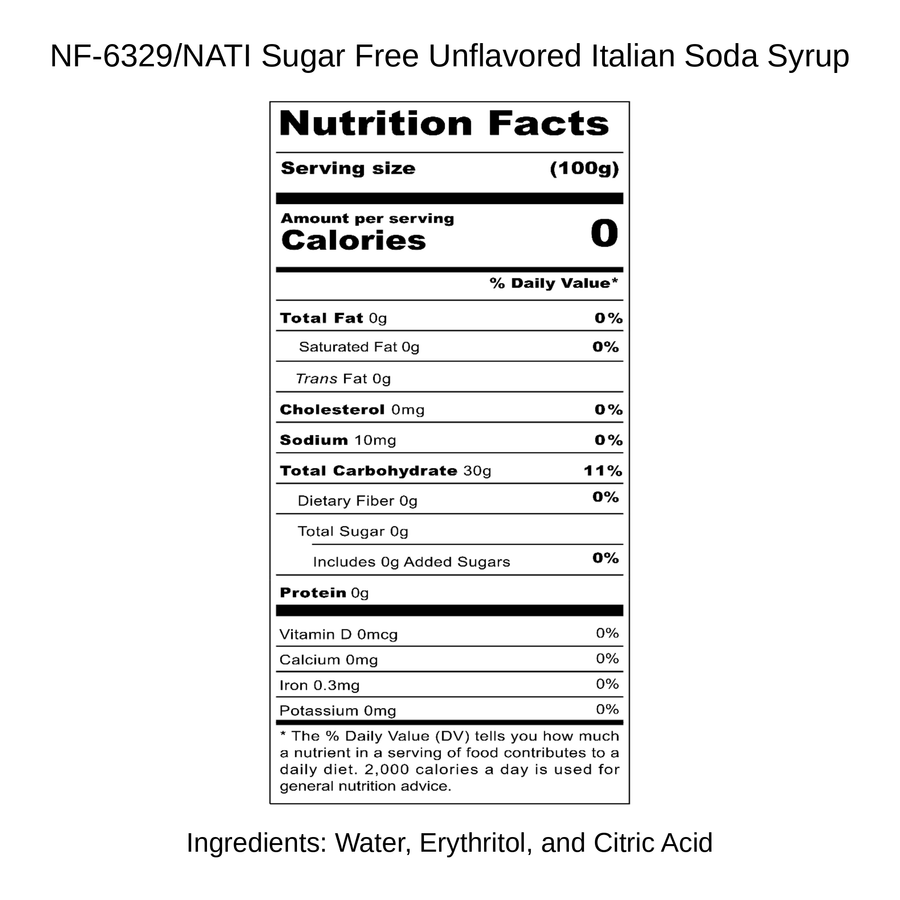 Sugar Free Unflavored Italian Soda Syrup