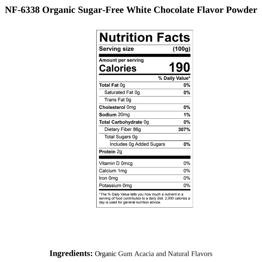 White Chocolate Flavor Powder (Sugar-Free), Organic