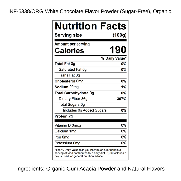 White Chocolate Flavor Powder (Sugar-Free), Organic