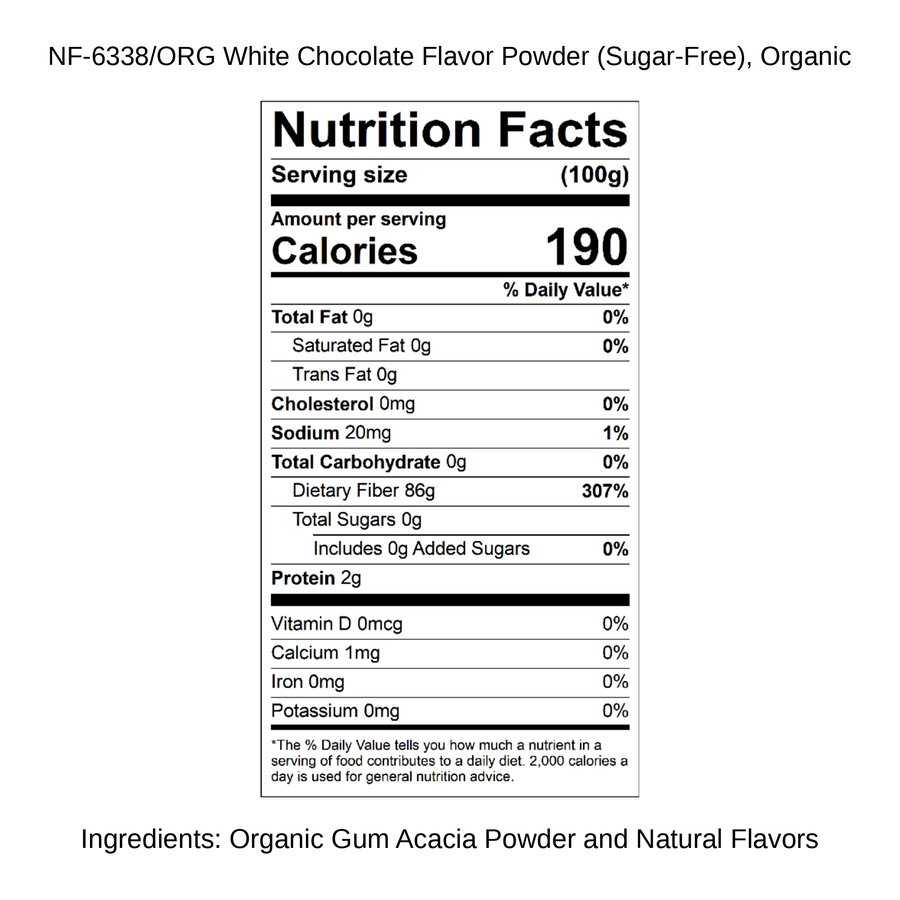 White Chocolate Flavor Powder (Sugar-Free), Organic
