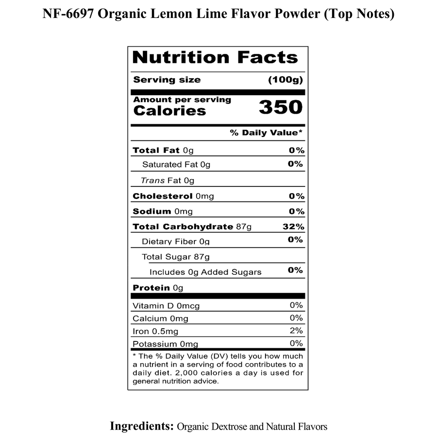 Lemon Lime Flavor Powder (Top Notes), Organic