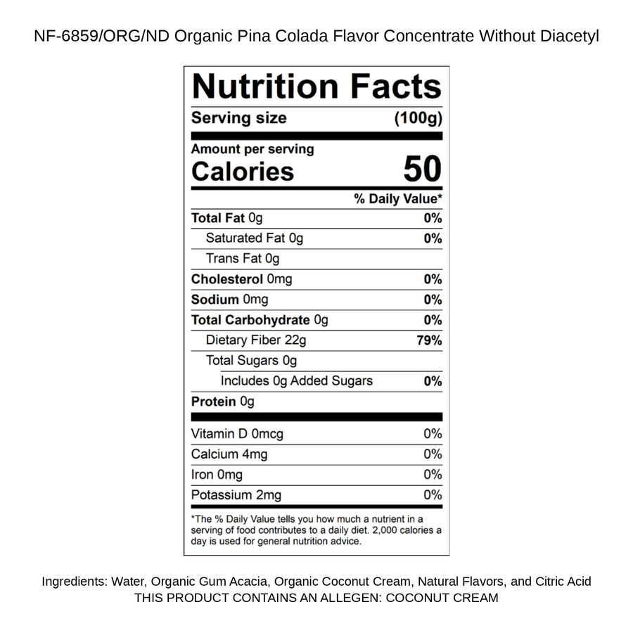 Organic Pina Colada Flavor Concentrate Without Diacetyl