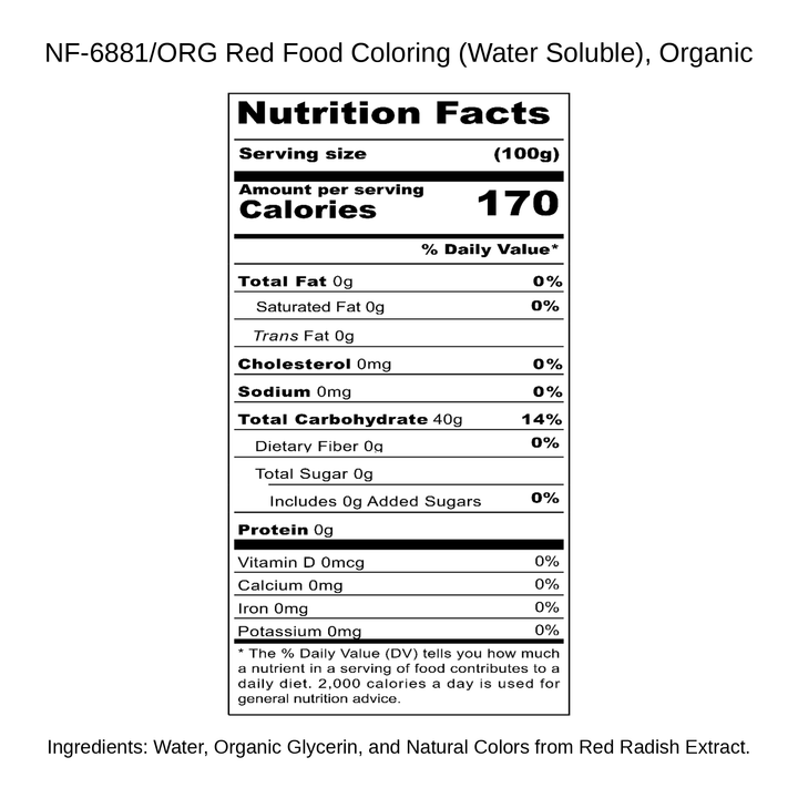 Red Food Coloring (Water Soluble), Organic