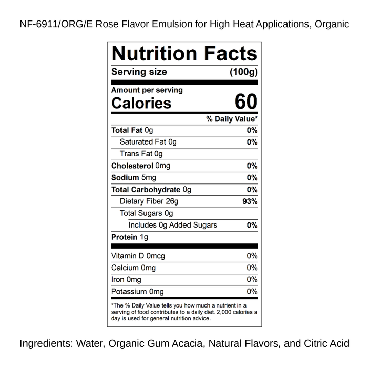 Rose Flavor Emulsion for High Heat Applications, Organic