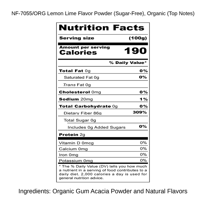 Lemon Lime Flavor Powder (Sugar-Free), Organic (Top Notes)