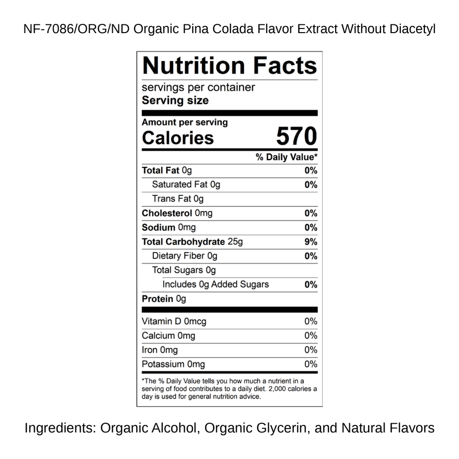 Organic Pina Colada Flavor Extract Without Diacetyl