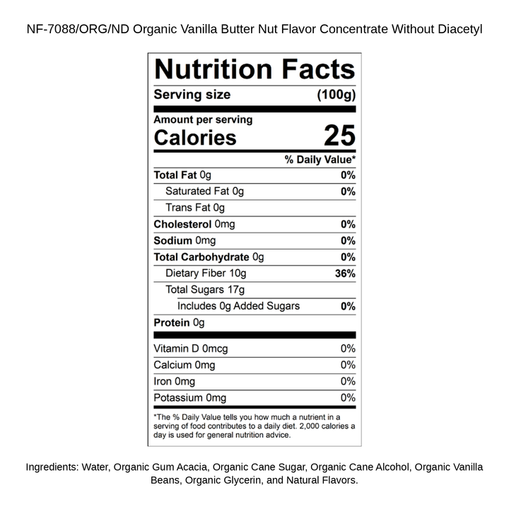 Organic Vanilla Butter Nut Flavor Concentrate Without Diacetyl