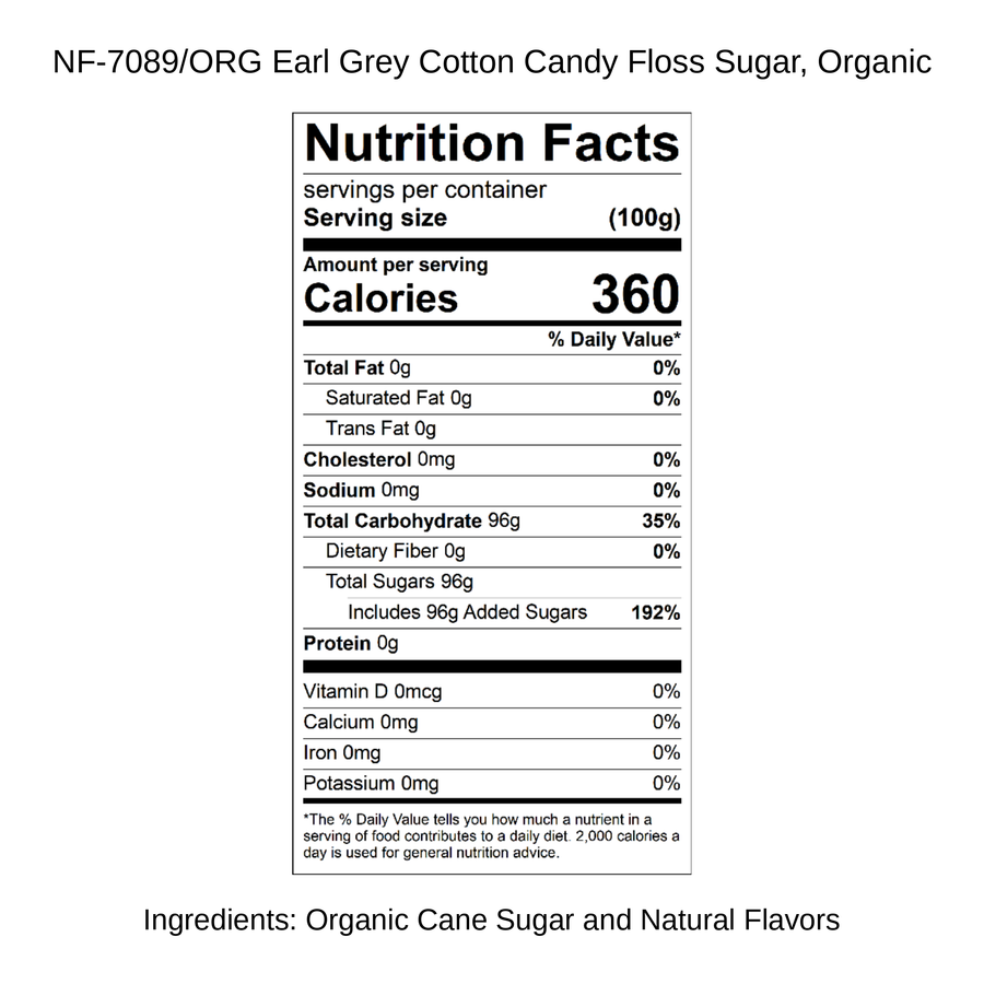 Earl Grey Cotton Candy Floss Sugar, Organic