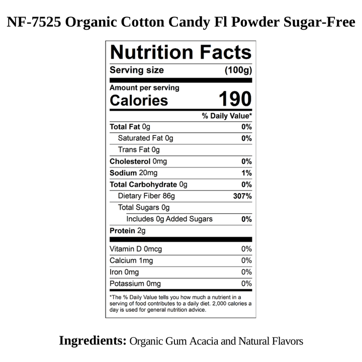 Cotton Candy Flavor Powder (Sugar-Free), Organic