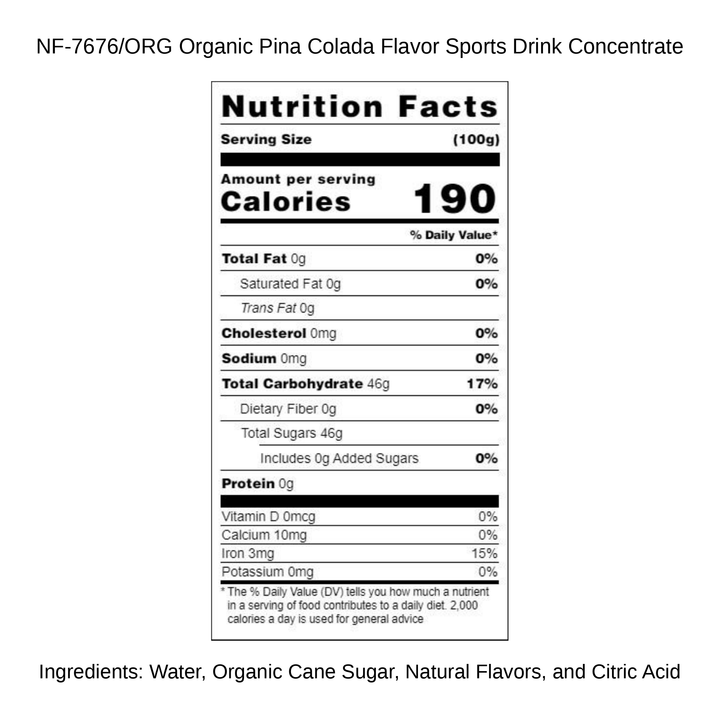 Organic Pina Colada Flavor Sports Drink Concentrate