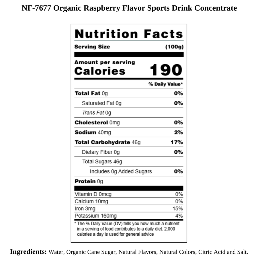 Organic Raspberry Flavor Sports Drink Concentrate