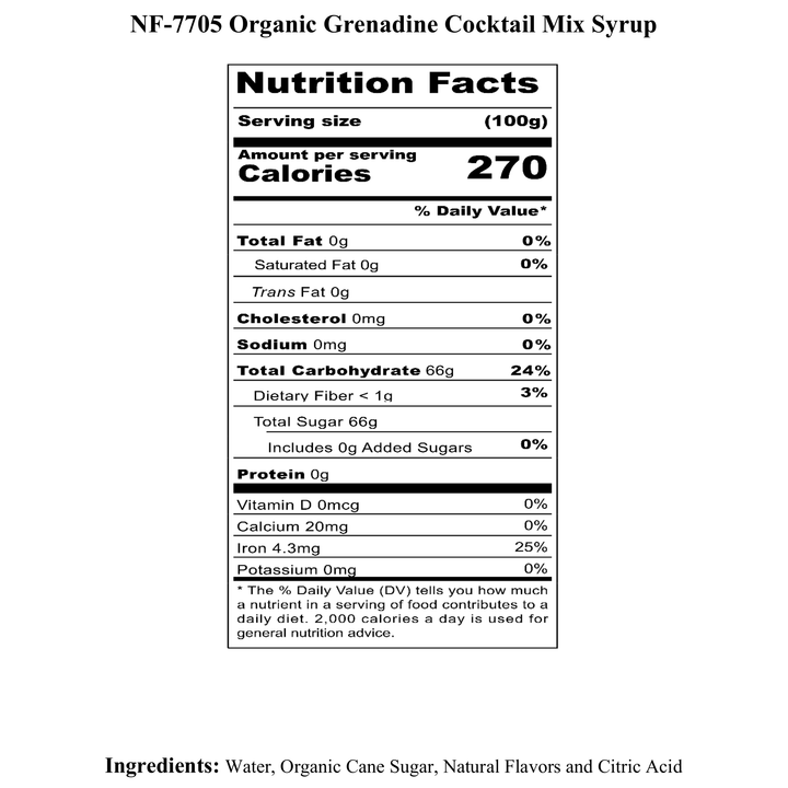 Organic Grenadine Cocktail Mix Syrup