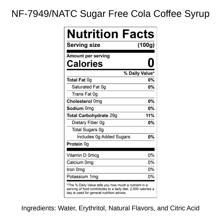 Sugar Free Cola Coffee Syrup