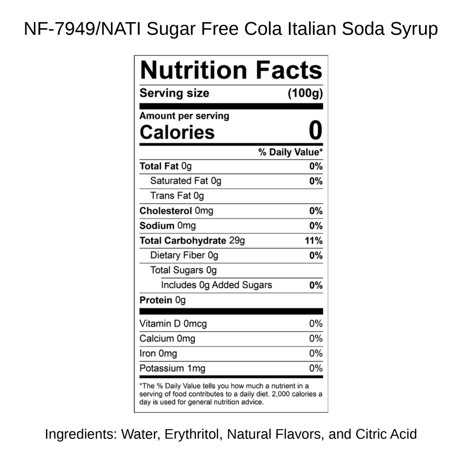 Sugar Free Cola Italian Soda Syrup