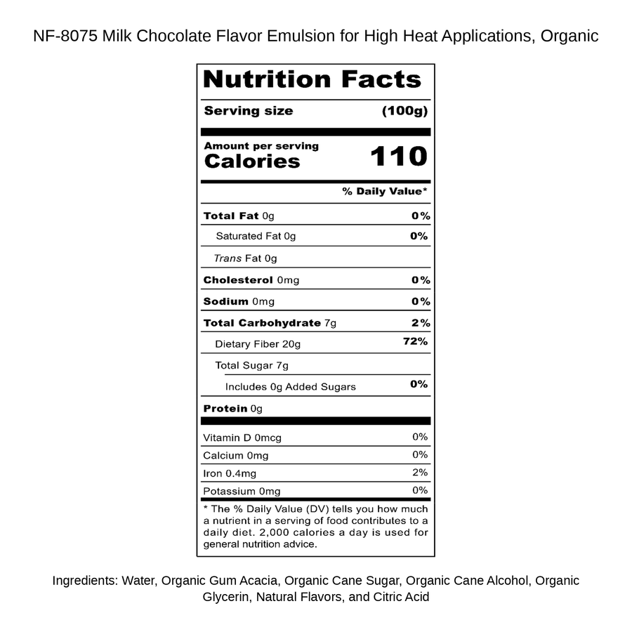 Milk Chocolate Flavor Emulsion for High Heat Applications, Organic