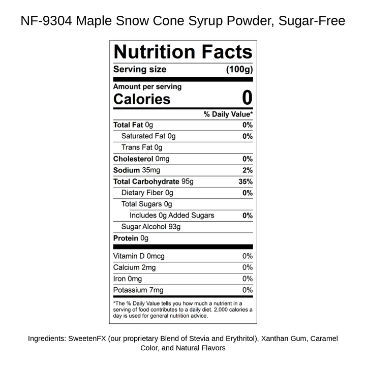 Maple Snow Cone Syrup Powder, Sugar-Free