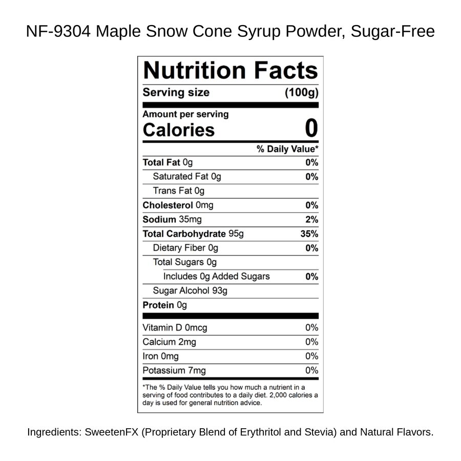 Maple Snow Cone Syrup Powder, Sugar-Free