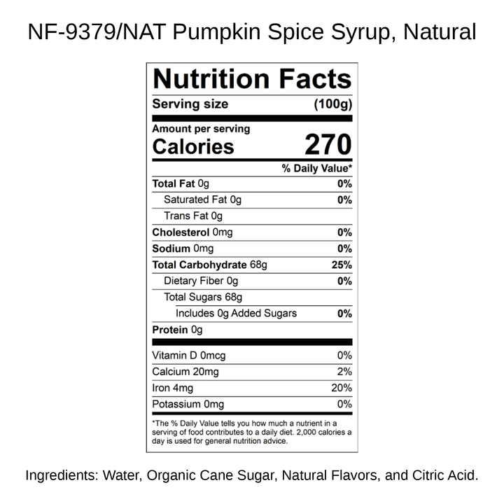 Pumpkin Spice Syrup, Natural