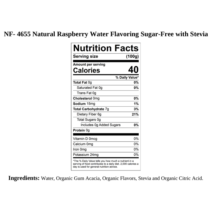 Raspberry Water Flavoring, Sugar Free with Stevia