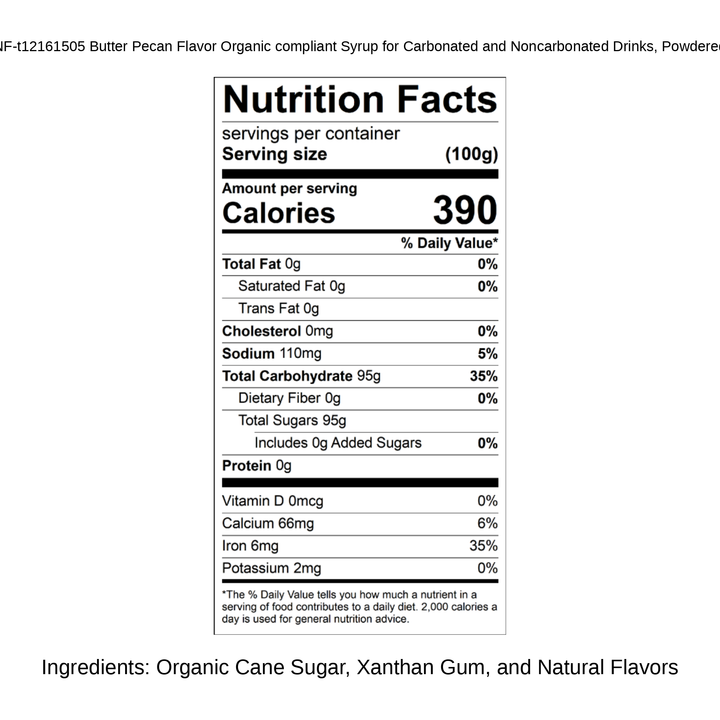 Butter Pecan Flavor Organic compliant Syrup for Carbonated and Noncarbonated Drinks, Powdered
