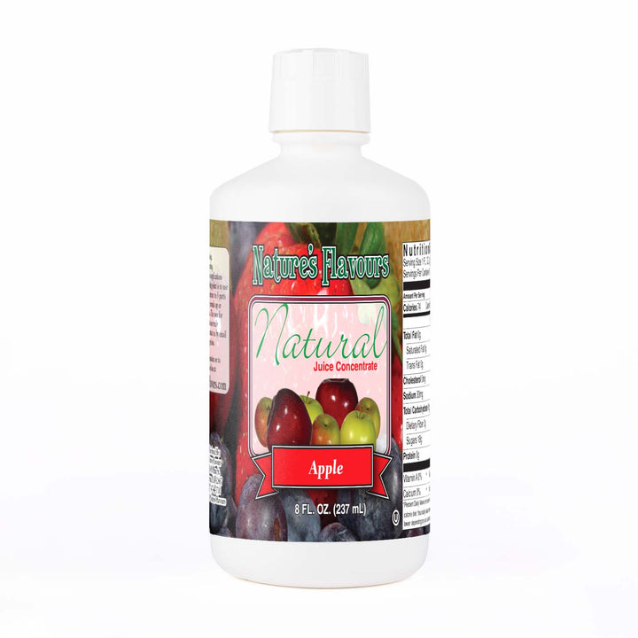 White Bottle Labeled, "Natural Juice Concentrate Apple" 