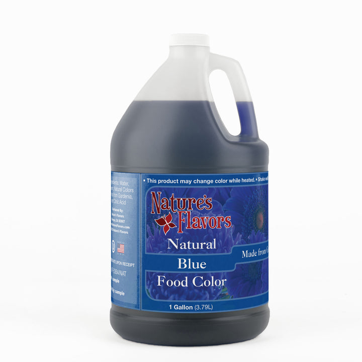 1-Gallon bottle labeled, “Natural Blue Gardenia Food Color"