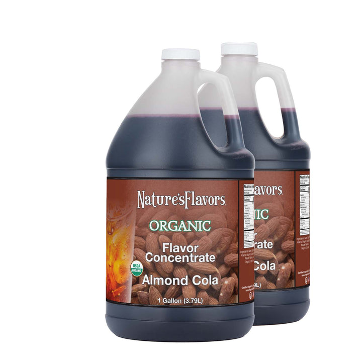 2 Jugs labeled, "Organic Flavor Concentrate Almond Cola"