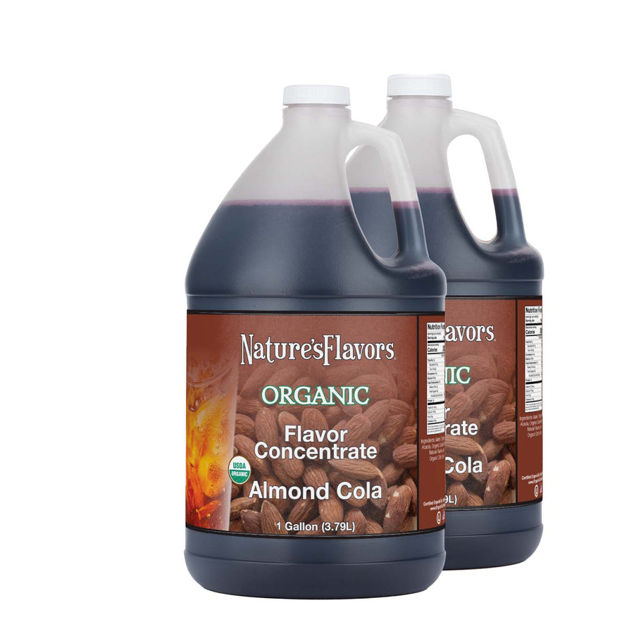 2 Jugs labeled, "Organic Flavor Concentrate Almond Cola"