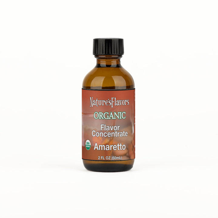 Bottle Labeled, "Organic Flavor Concentrate Amaretto"