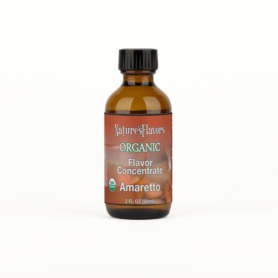 Bottle Labeled, "Organic Flavor Concentrate Amaretto"