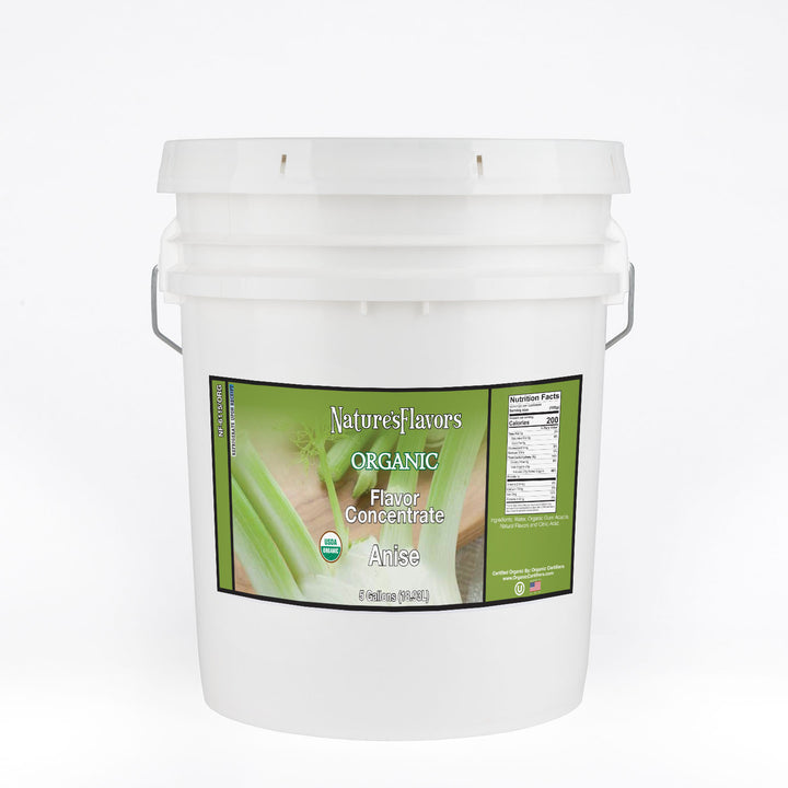 White Bucket Labeled, "Organic Flavor Concentrate Anise"