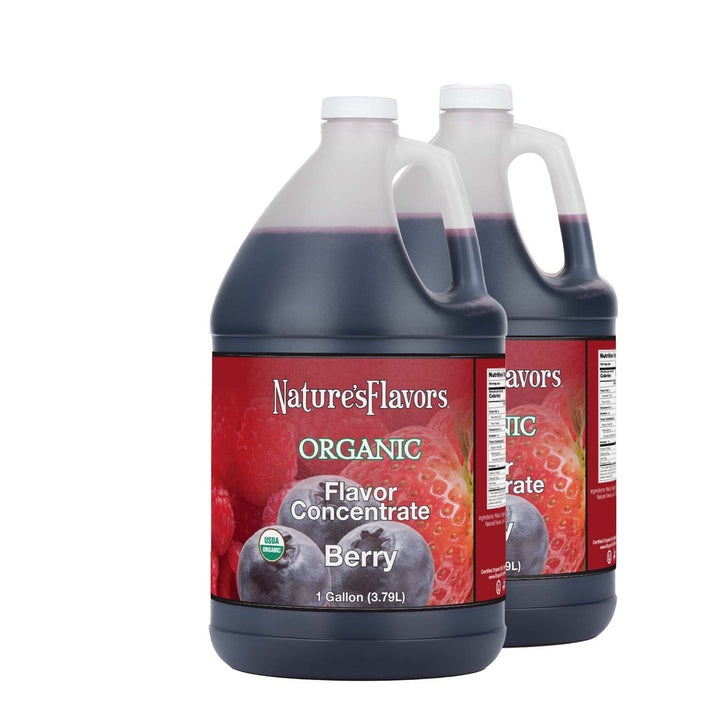 2 Jugs Labeled, "Organic Flavor Concentrate Berry".