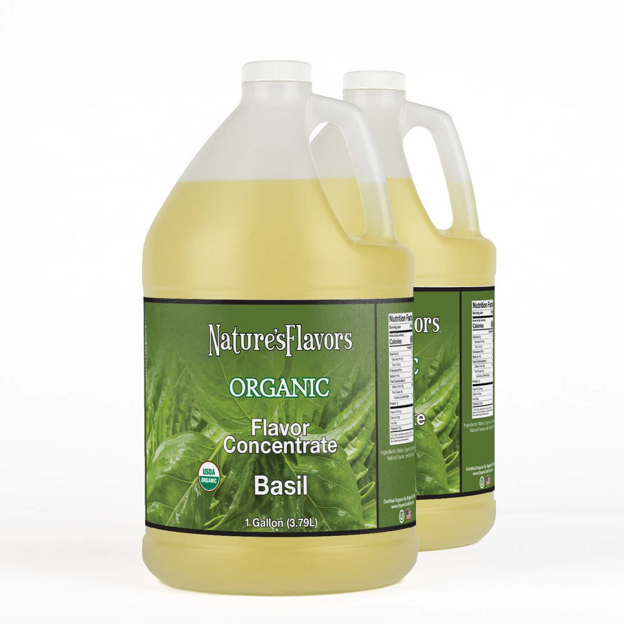 2 Jugs Labeled, "Organic Flavor Concentrate Basil"