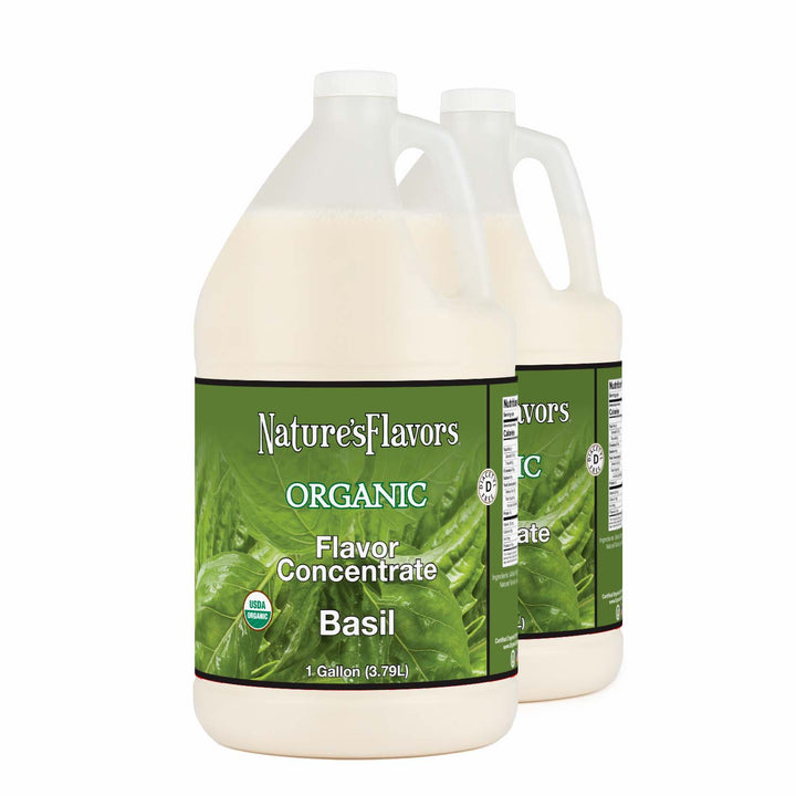 2 Jugs labeled, "Organic Flavor Concentrate Basil"