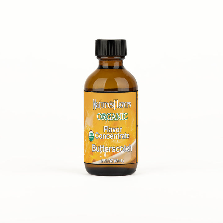 Bottle Labeled, "Organic Flavor Concentrate Butterscotch"
