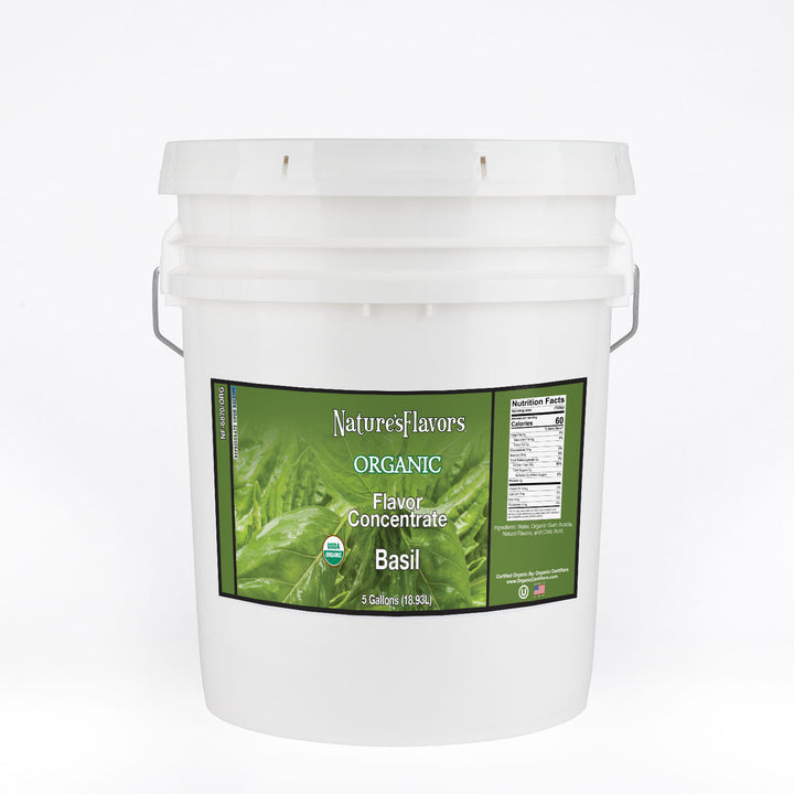 Bucket Labeled, "Organic Flavor Concentrate Basil"
