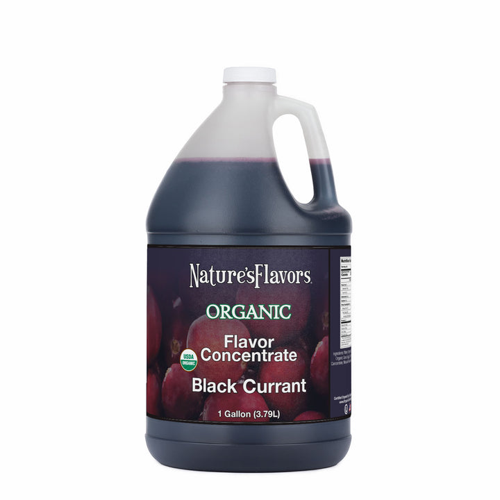 Jug Labeled, "Organic Flavor Concentrate Black Currant."