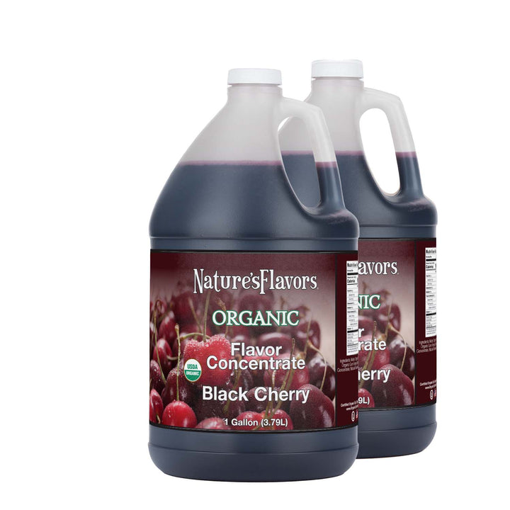2 Jugs labeled, "Organic Flavor Concentrate Black Cherry".