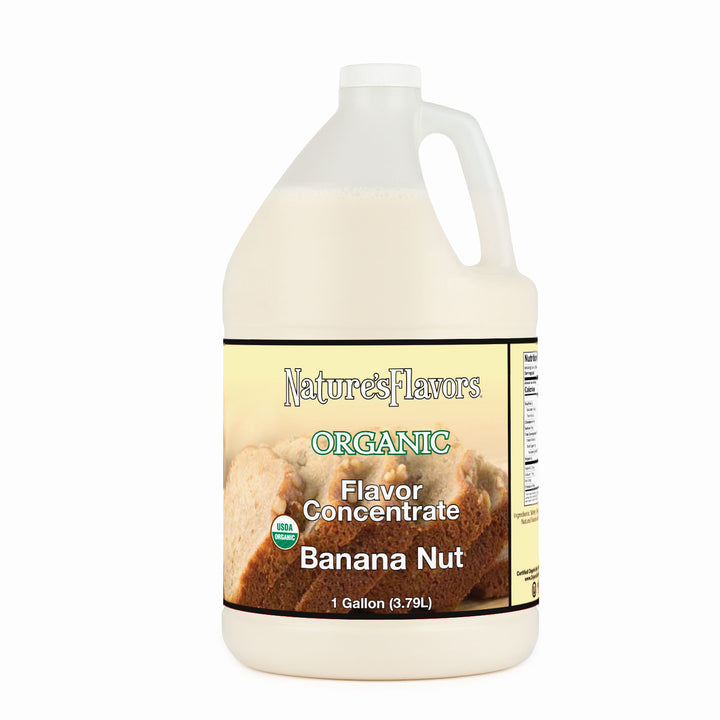 Jug Labeled, "Organic Flavor Concentrate Banana Nut".