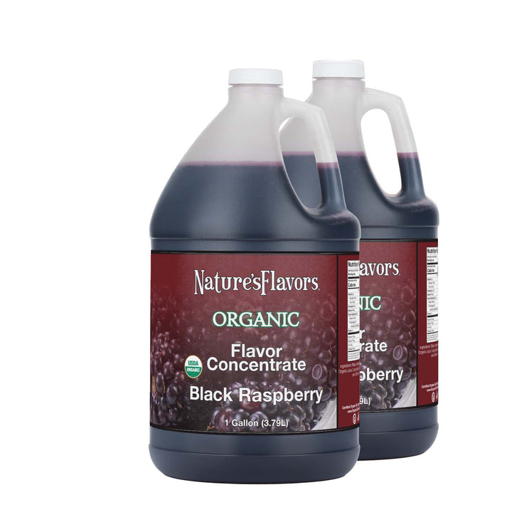 2 Jugs labeled, "Organic Flavor Concentrate Black Raspberry"