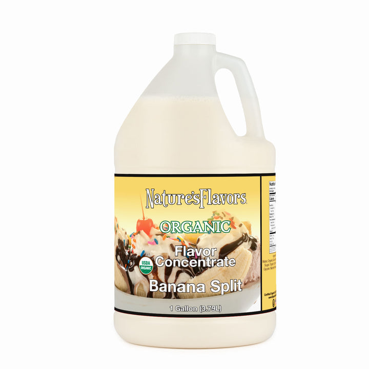 Jug Labeled, "Organic Flavor Concentrate Banana Split"
