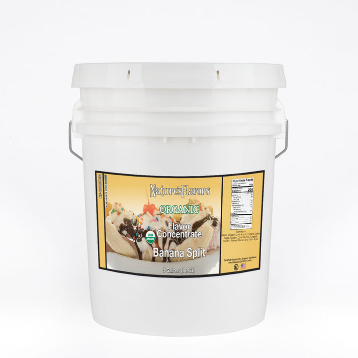 Bucket Labeled, "Organic Flavor Concentrate Banana Split"