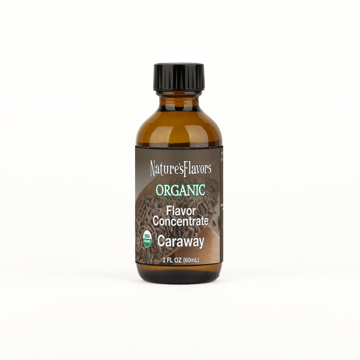 Bottle Labeled, "Organic Flavor Concentrate Caraway"