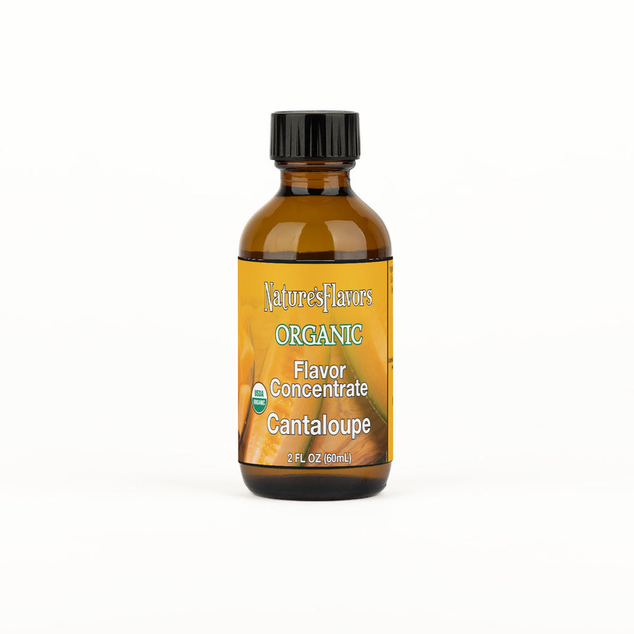 Bottle Labeled, "Organic Flavor Concentrate Cantaloupe"